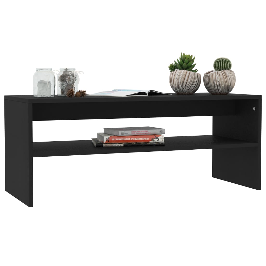 800127 vidaXL Coffee Table Black 100x40x40 cm Engineered Wood