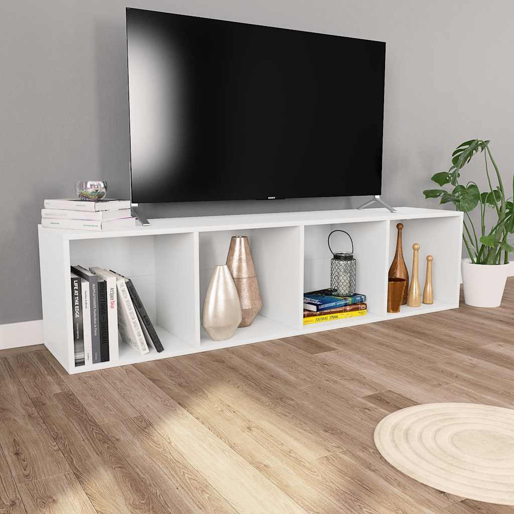 800144 vidaXL Book Cabinet/TV Cabinet White 36x30x143 cm Engineered Wood