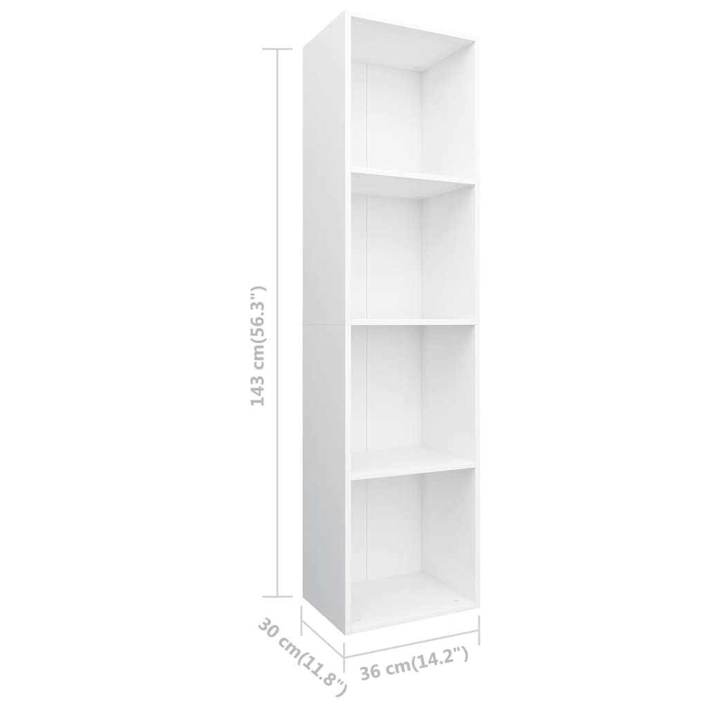 800144 vidaXL Book Cabinet/TV Cabinet White 36x30x143 cm Engineered Wood