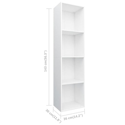 800144 vidaXL Book Cabinet/TV Cabinet White 36x30x143 cm Engineered Wood