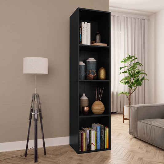 800145 vidaXL Book Cabinet/TV Cabinet Black 36x30x143 cm Engineered Wood