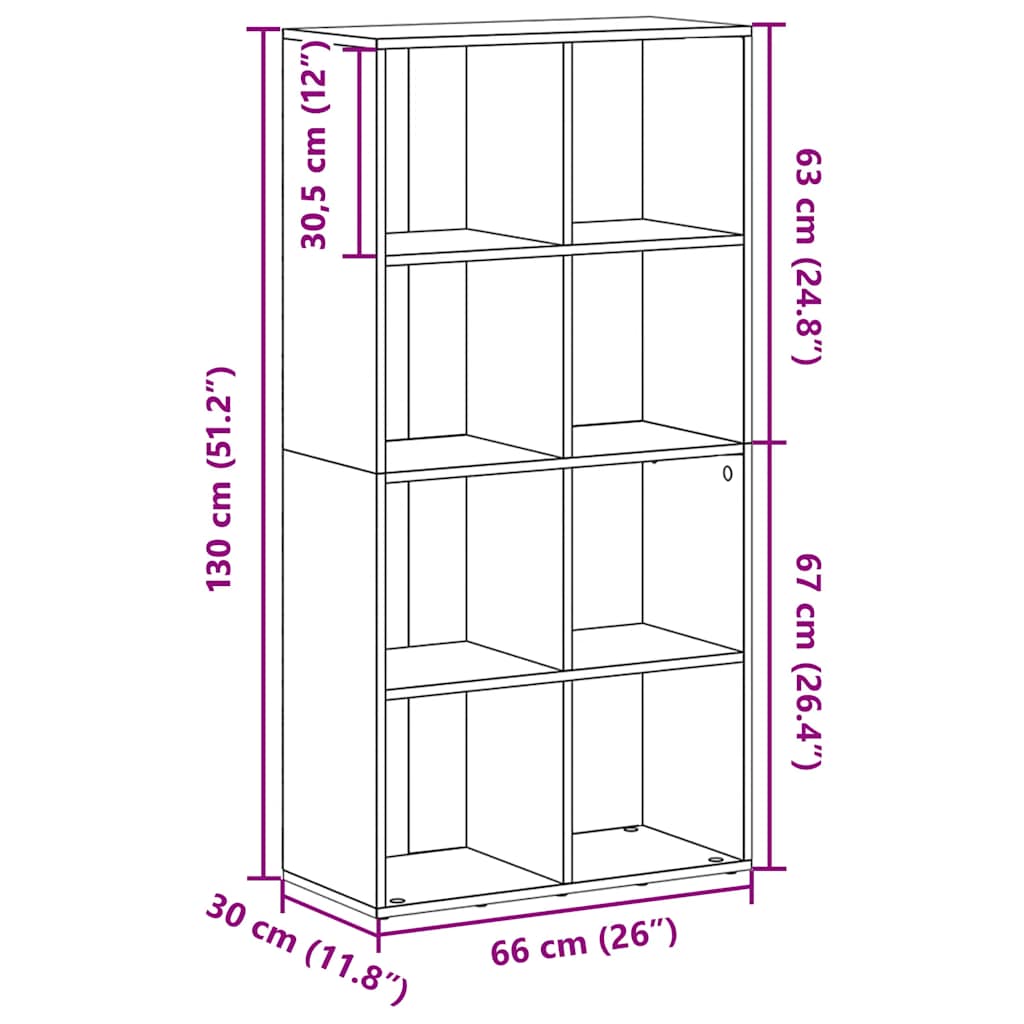 800156 vidaXL Book Cabinet/Sideboard Sonoma Oak 66x30x130 cm Engineered Wood