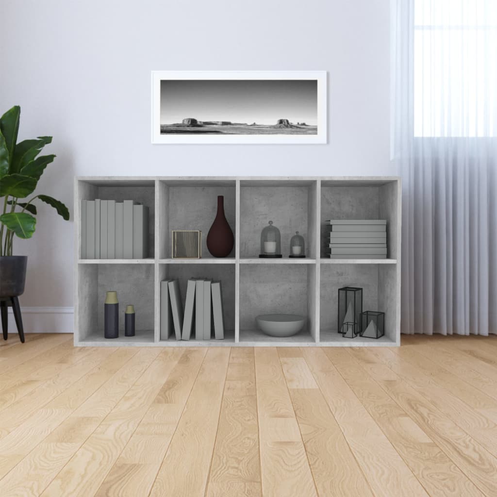 Book Cabinet | Concrete grey | Engineered wood | 130 cm tall