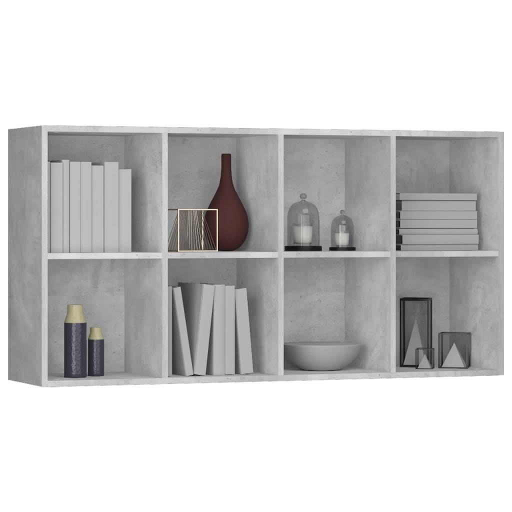 Book Cabinet | Concrete grey | Engineered wood | 130 cm tall