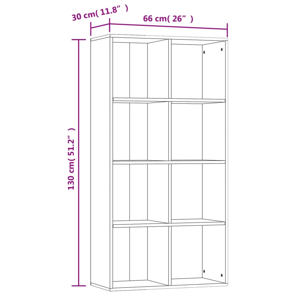 Book Cabinet | Concrete grey | Engineered wood | 130 cm tall