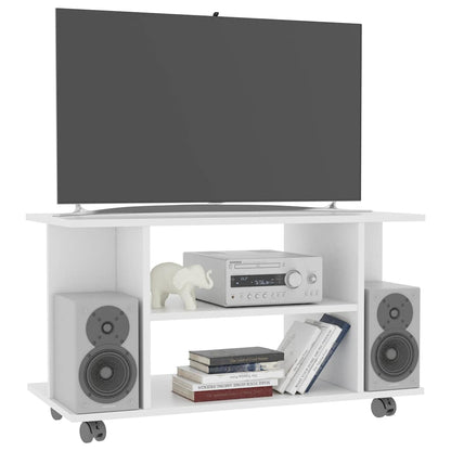 800189 vidaXL TV Cabinet with Castors White 80x40x45 cm Engineered Wood