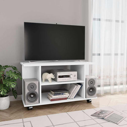 800189 vidaXL TV Cabinet with Castors White 80x40x45 cm Engineered Wood