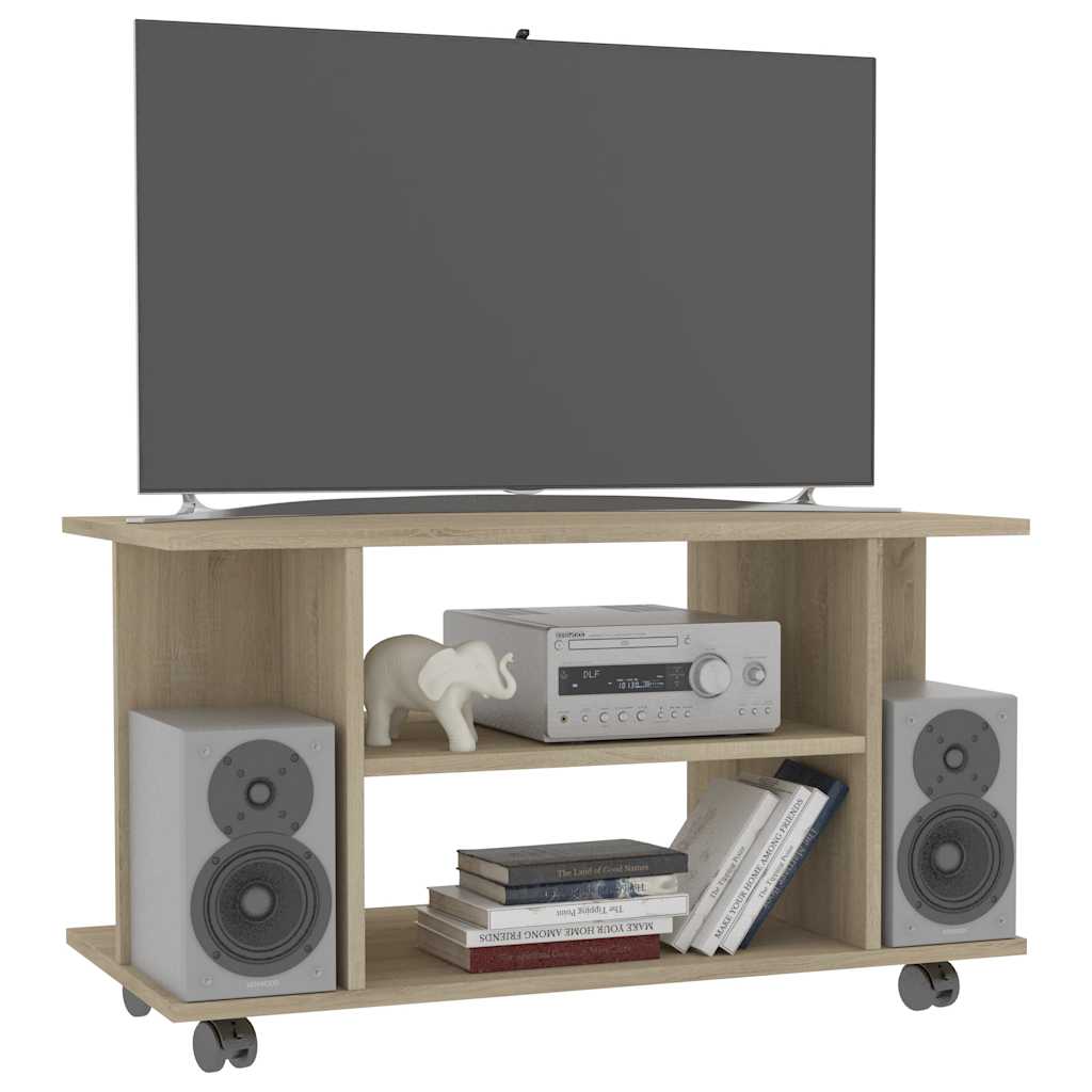800192 vidaXL TV Cabinet with Castors Sonoma Oak 80x40x45 cm Engineered Wood