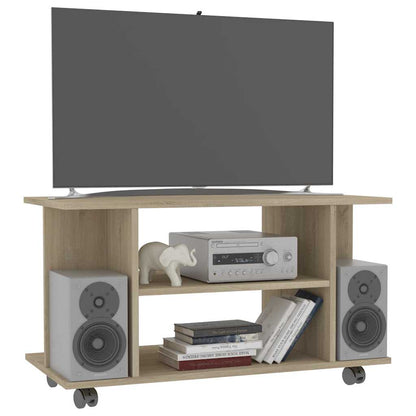 800192 vidaXL TV Cabinet with Castors Sonoma Oak 80x40x45 cm Engineered Wood
