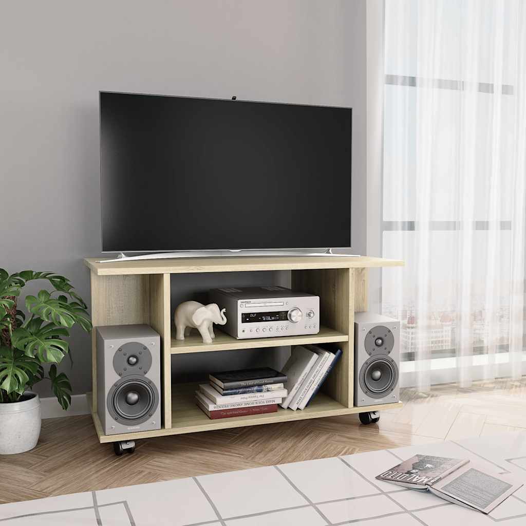 800192 vidaXL TV Cabinet with Castors Sonoma Oak 80x40x45 cm Engineered Wood