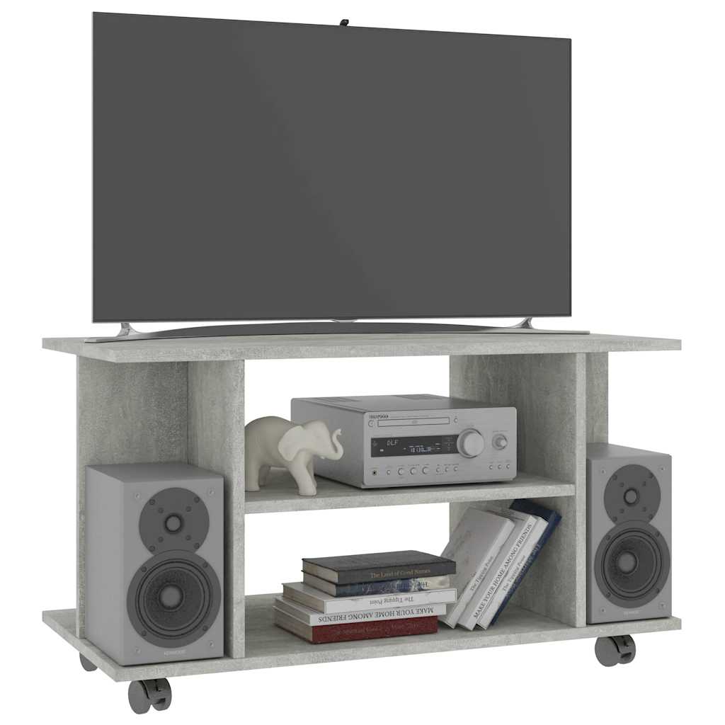 800193 vidaXL TV Cabinet with Castors Concrete Grey 80x40x45 cm Engineered Wood