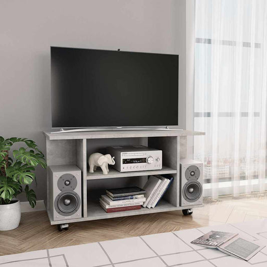 TV Cabinet with Castors Concrete Grey 80x40x45 cm