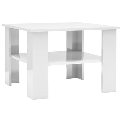 Coffee Table High Gloss White 60x60x42 cm Engineered Wood