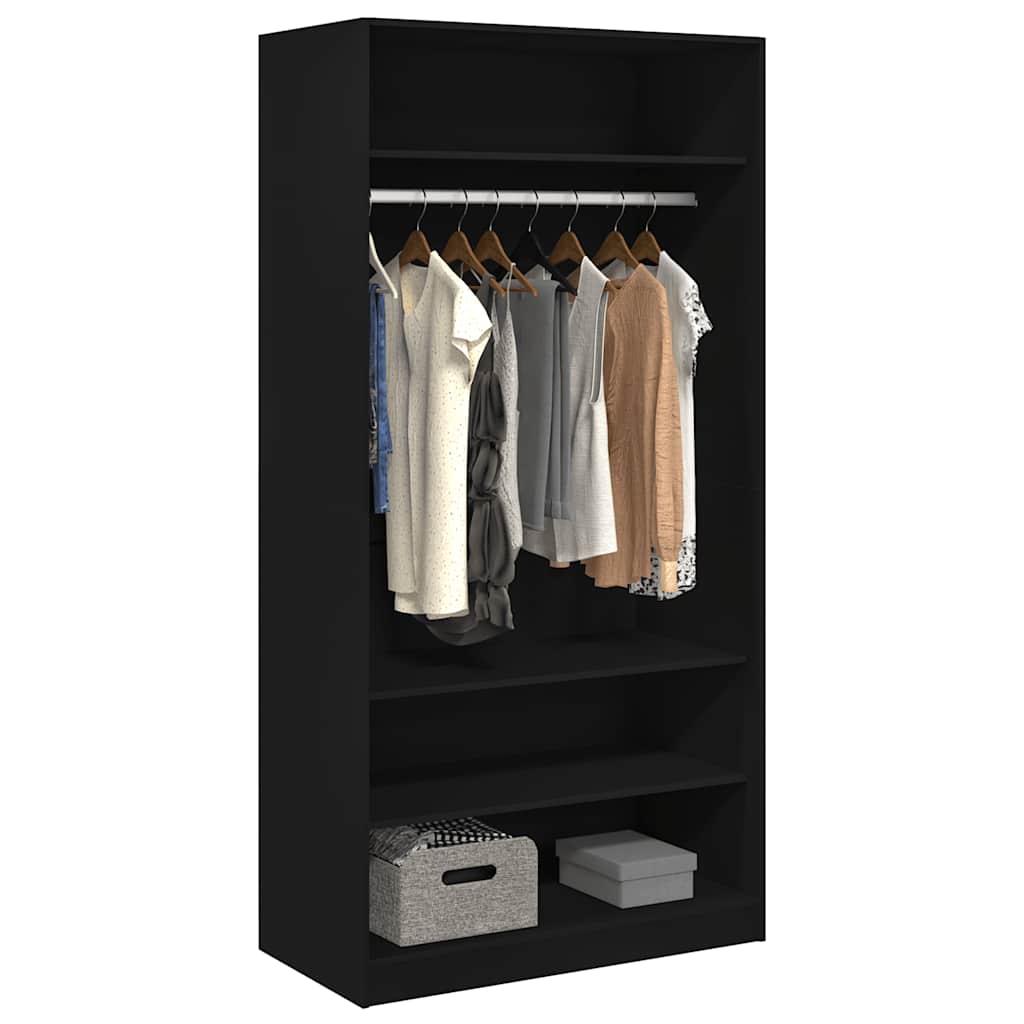 Wardrobe Black 100x50x200 cm Engineered Wood