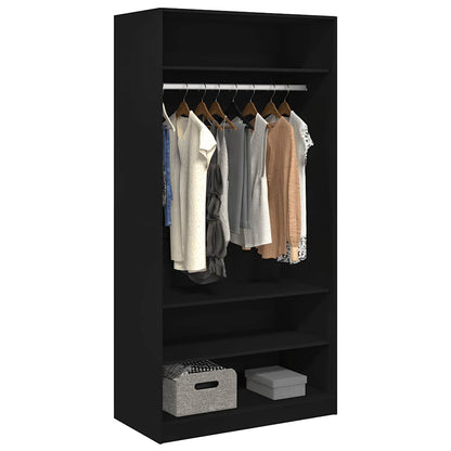 Wardrobe Black 100x50x200 cm Engineered Wood