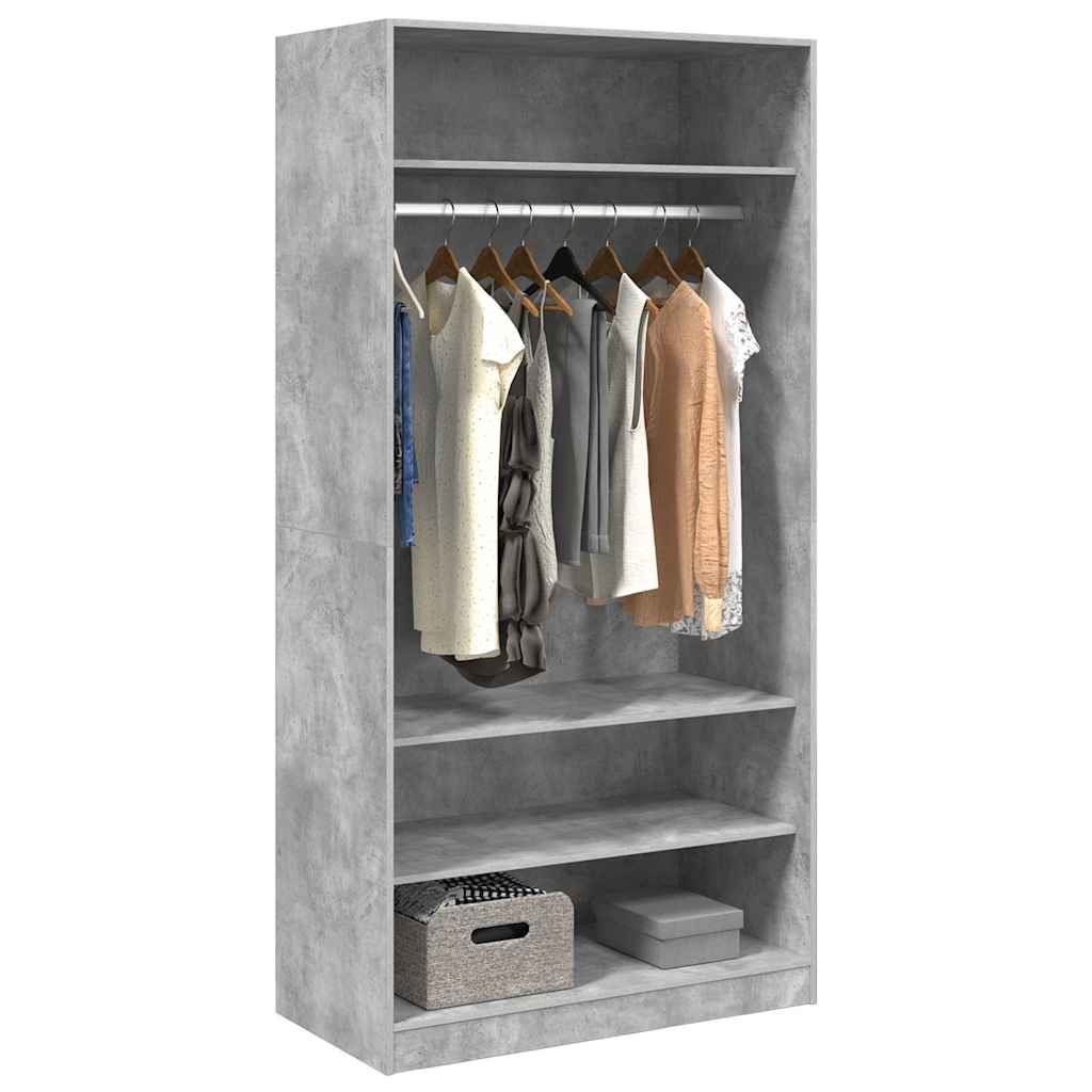 800229 vidaXL Wardrobe Concrete Grey 100x50x200 cm Engineered Wood