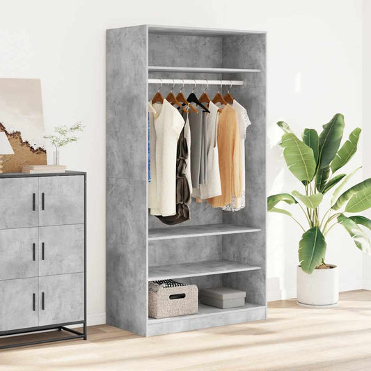 Wardrobe Concrete Grey 100x50x200 cm Engineered Wood