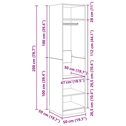 Wardrobe White 50x50x200 cm Engineered Wood