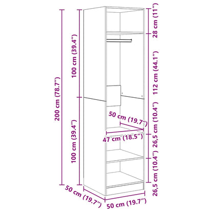 Wardrobe White 50x50x200 cm Engineered Wood