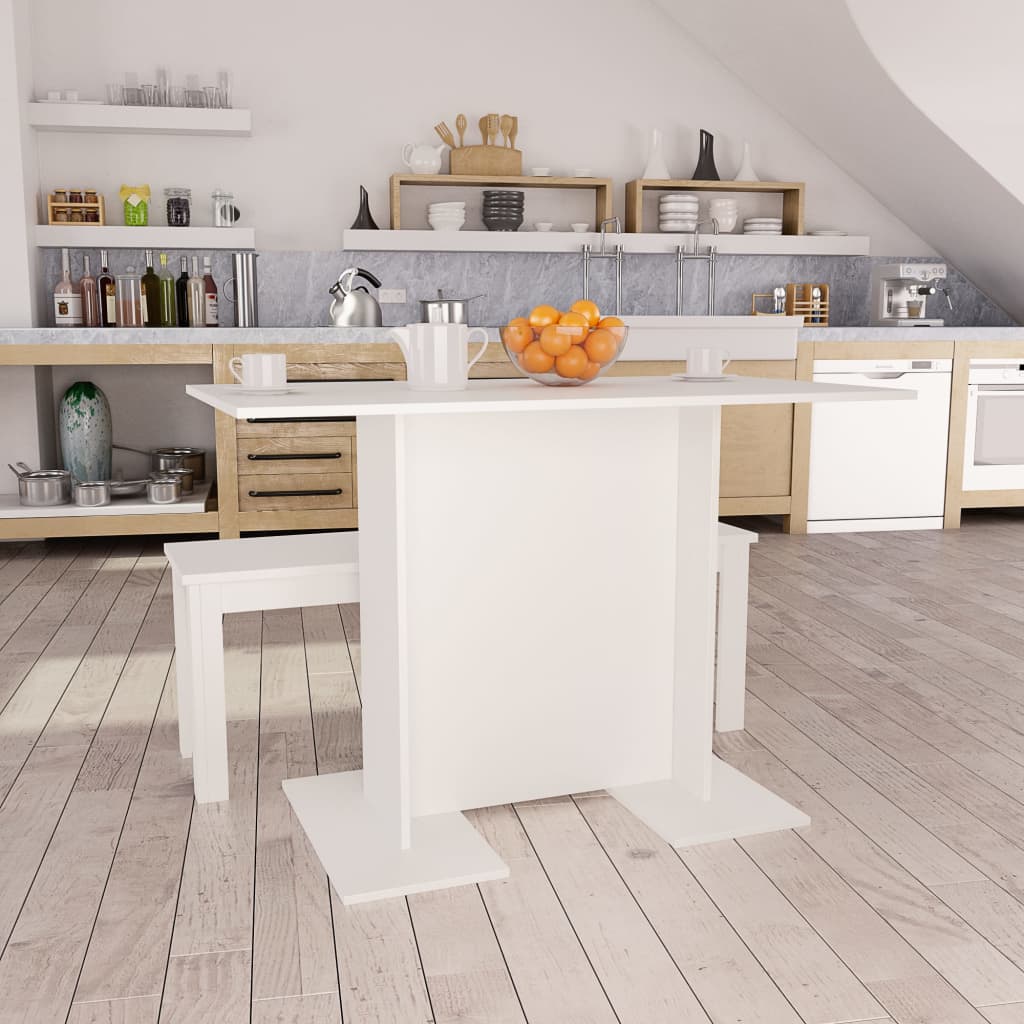 800243 vidaXL Dining Table White 110x60x75 cm Engineered Wood