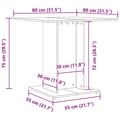 Dining Table Concrete Grey 80x80x75 cm Engineered Wood