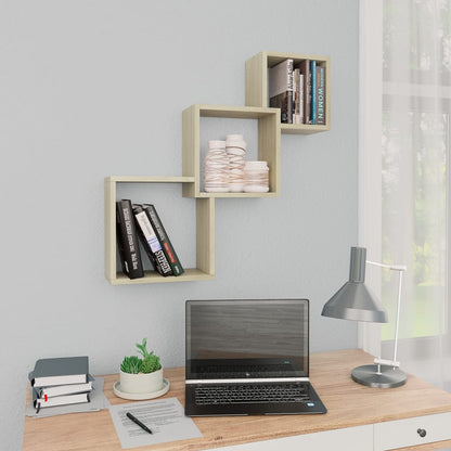 Cube Wall Shelf Sonoma Oak 68x15x68 cm Engineered Wood