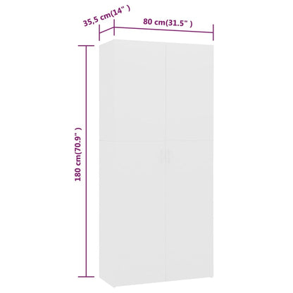 Shoe Cabinet White 80x35.5x180 cm Engineered Wood