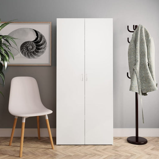 800288 vidaXL Shoe Cabinet White 80x35,5x180 cm Engineered Wood
