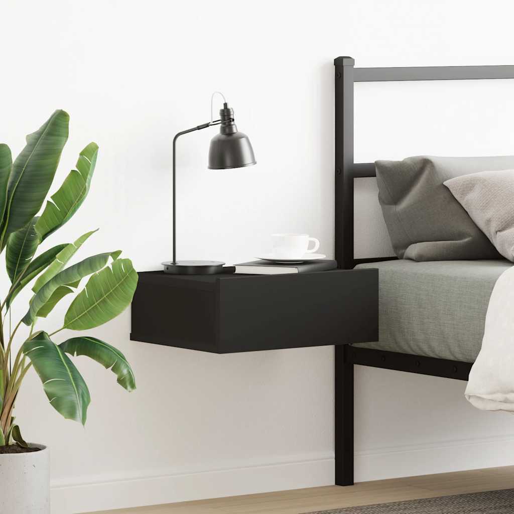 Floating Nightstand Black 40x30x15 cm Engineered Wood