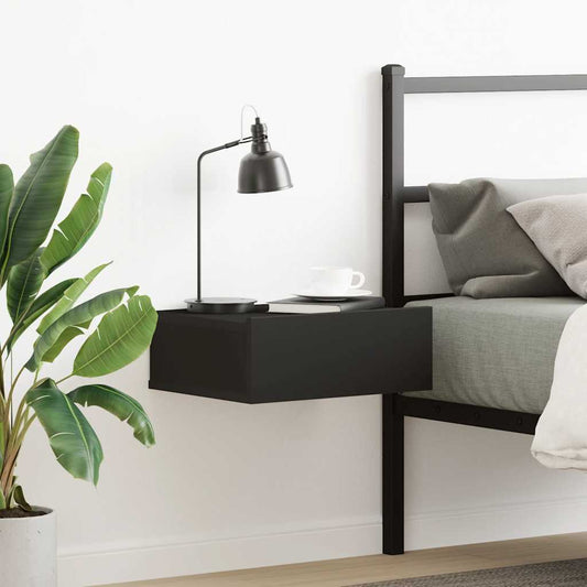 800308 vidaXL Floating Nightstand Black 40x30x15 cm Engineered Wood