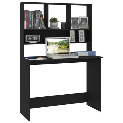 Desk with Shelf Black 110x45x157 cm Engineered Wood