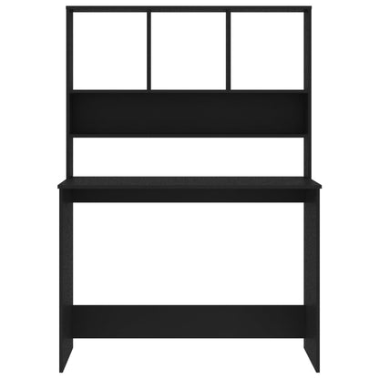 Desk with Shelf Black 110x45x157 cm Engineered Wood