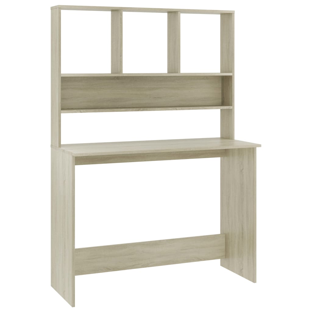 Desk with Shelf Sonoma Oak 110x45x157 cm Engineered Wood