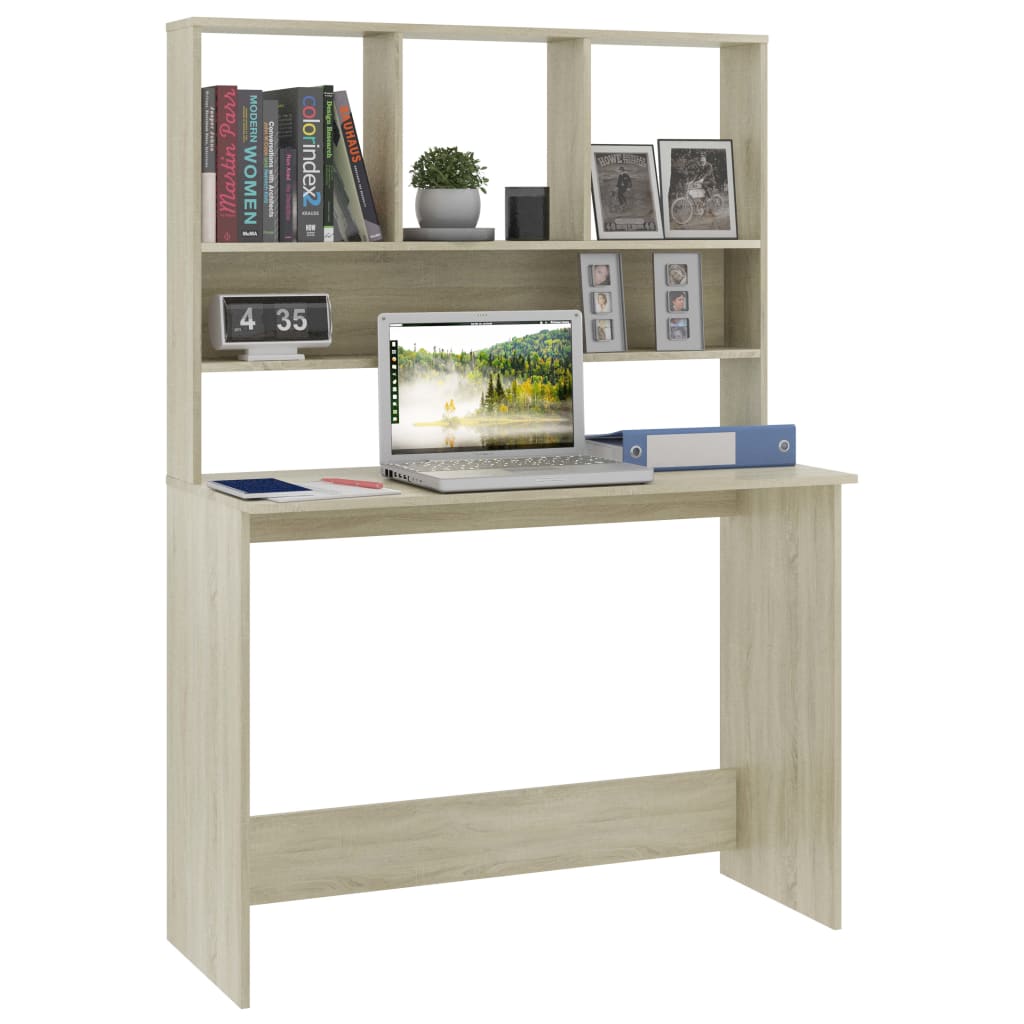 Desk with Shelf Sonoma Oak 110x45x157 cm Engineered Wood