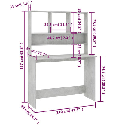 Desk | Concrete Grey | Engineered wood | Compact | Desk | Rectangular