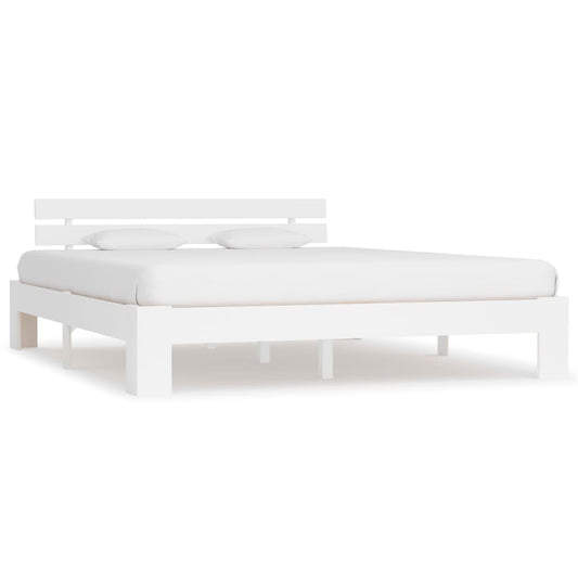 Bed Frame | White | Solid pine wood and Plywood | Double | Durable