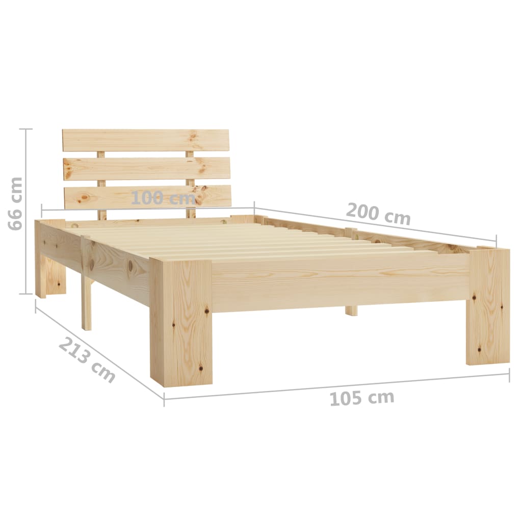 Bed Frame | Natural | Solid Pine Wood, Plywood | Single |  Durable