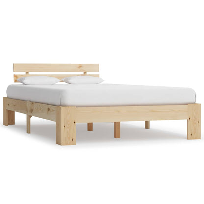 Bed Frame | Natural Wood | Solid Pine Wood, Plywood Slats | Double