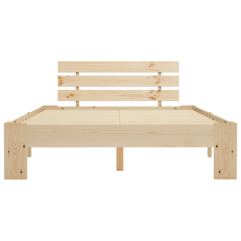 Bed Frame | Natural Wood | Solid Pine Wood, Plywood Slats | Double