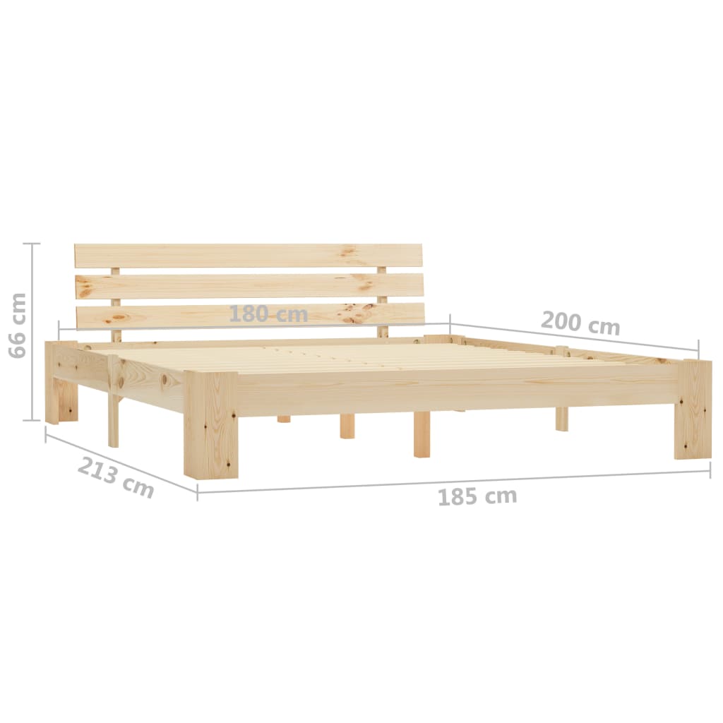 Bed Frame | Natural | Solid pine wood, plywood slats | Super King