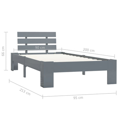 Bed Frame | Grey | Solid pine wood and plywood | Single | Durable