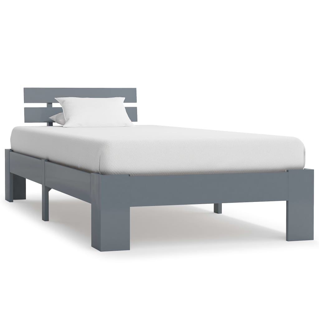 Bed Frame | Grey | Solid Pine Wood and Plywood | Single | Durable