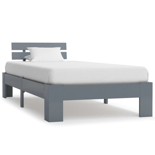 Bed Frame | Grey | Solid Pine Wood and Plywood | Single | Durable