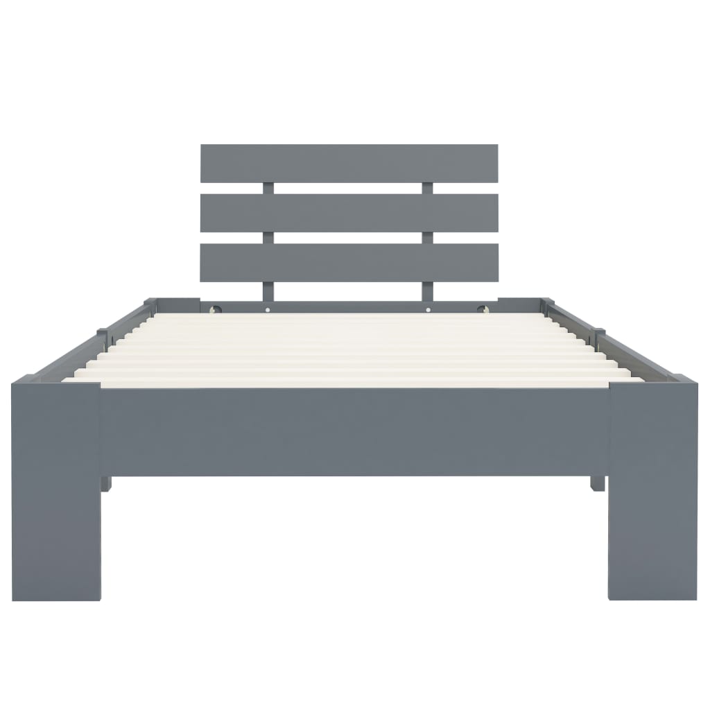 Bed Frame | Grey | Solid Pine Wood and Plywood | Single | Durable