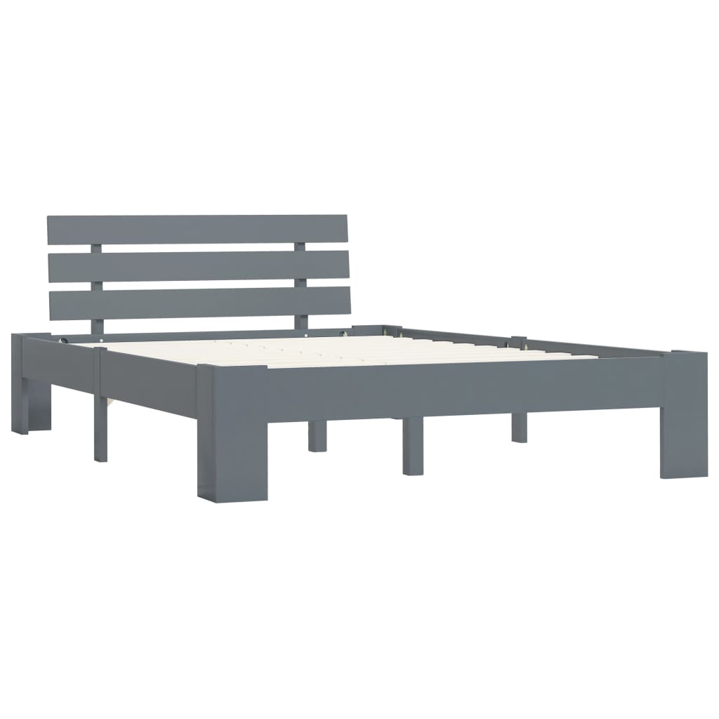 Bed Frame | Grey | Solid Pine Wood | Double | Durable | Bed Frame