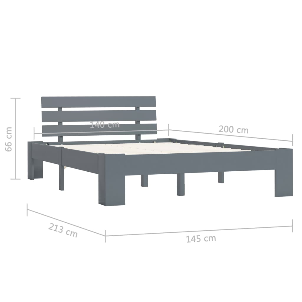 Bed Frame | Grey | Solid pine wood, plywood | Double | Durable