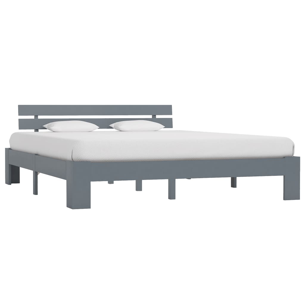 Bed Frame | Grey | Solid Pine Wood and Plywood | 160x200 cm | Durable