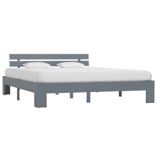 Bed Frame | Grey | Solid Pine Wood and Plywood | 160x200 cm | Durable