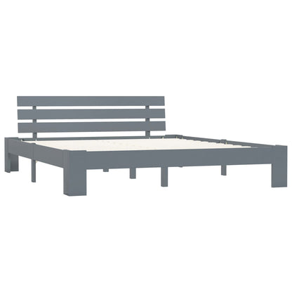 Bed Frame | Grey | Solid Pine Wood and Plywood | 160x200 cm | Durable