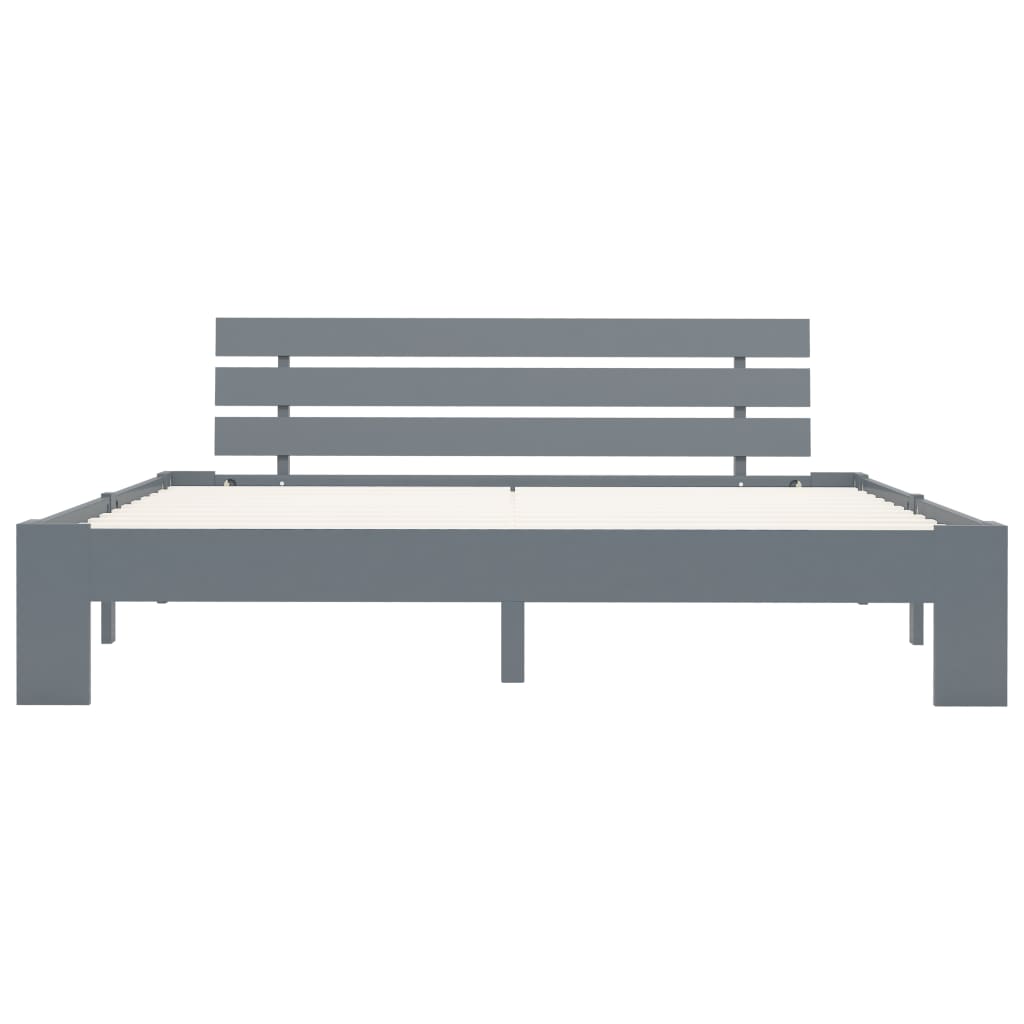 Bed Frame | Grey | Solid Pine Wood and Plywood | 160x200 cm | Durable